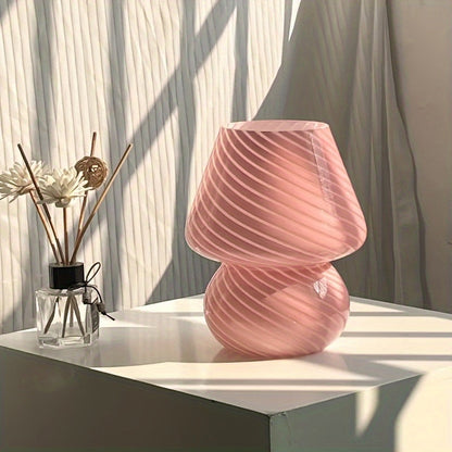 Lámpara de mesa con forma de hongo de vidrio estilo Murano | Luz de mesa regulable por USB