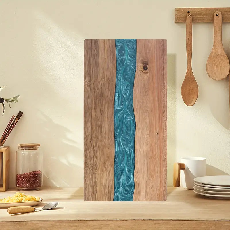 Tabla de cortar de resina para río | Tabla de charcutería y queso de madera de acacia