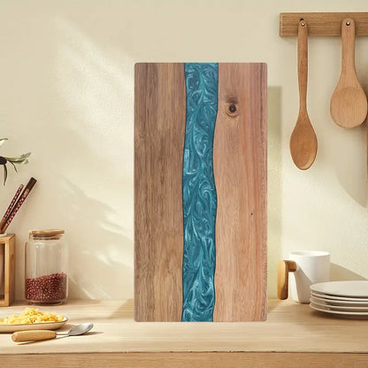 Tabla de cortar de resina para río | Tabla de charcutería y queso de madera de acacia