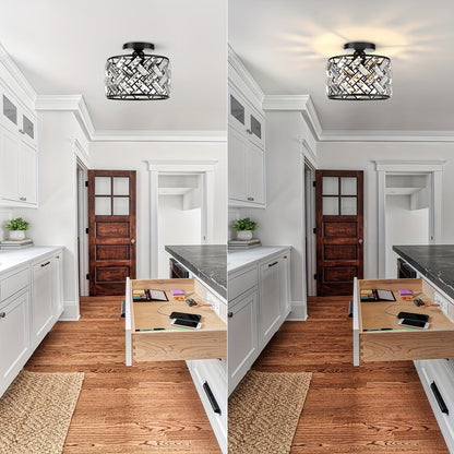 Lámpara de Techo Moderna de Cristal Semi Empotrada | Luminaria Decorativa Elegante