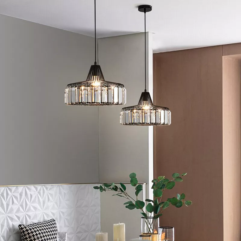 Lámpara Colgante Moderna de Cristal Negro | Elegante Luminaria Suspendida