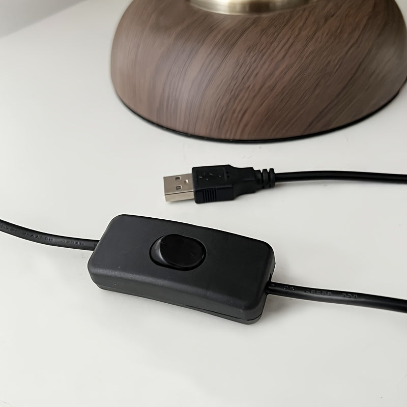 Lámpara de Mesa Vintage con Cuello de Ganso | Luz de Noche USB de Latón Antiguo
