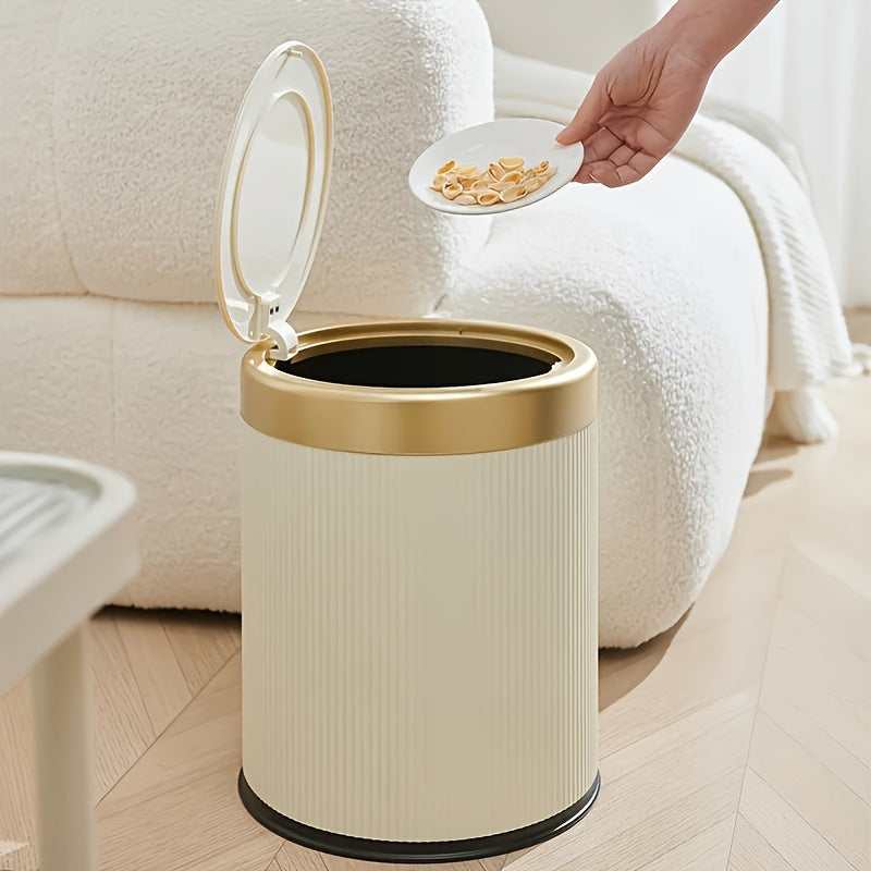 Cubo de basura ovalado de lujo | Contenedor de residuos con tapa de presión y doble cubo interior