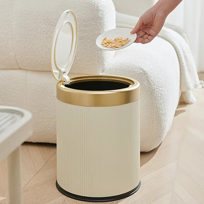 Cubo de basura ovalado de lujo | Contenedor de residuos con tapa de presión y doble cubo interior