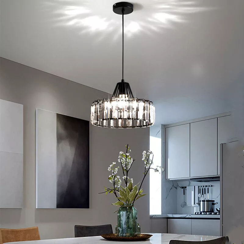 Lámpara Colgante Moderna de Cristal Negro | Elegante Luminaria Suspendida