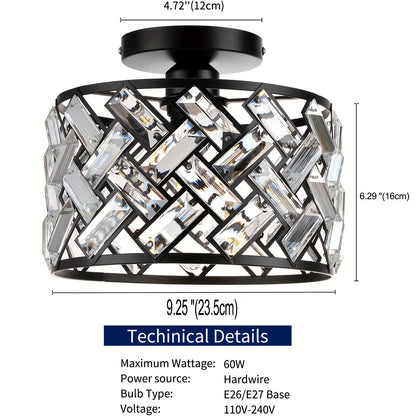 Lámpara de Techo Moderna de Cristal Semi Empotrada | Luminaria Decorativa Elegante