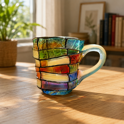 Taza Vidrio Diseño Libro 3D Regalo Literario