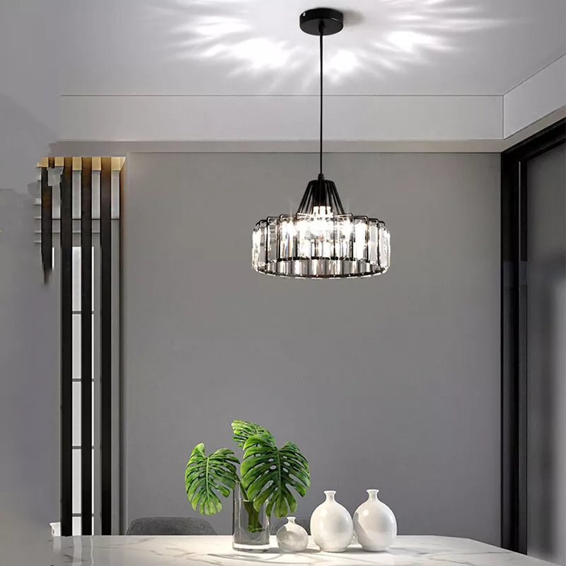 Lámpara Colgante Moderna de Cristal Negro | Elegante Luminaria Suspendida