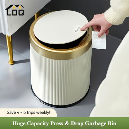 Cubo de basura ovalado de lujo | Contenedor de residuos con tapa de presión y doble cubo interior