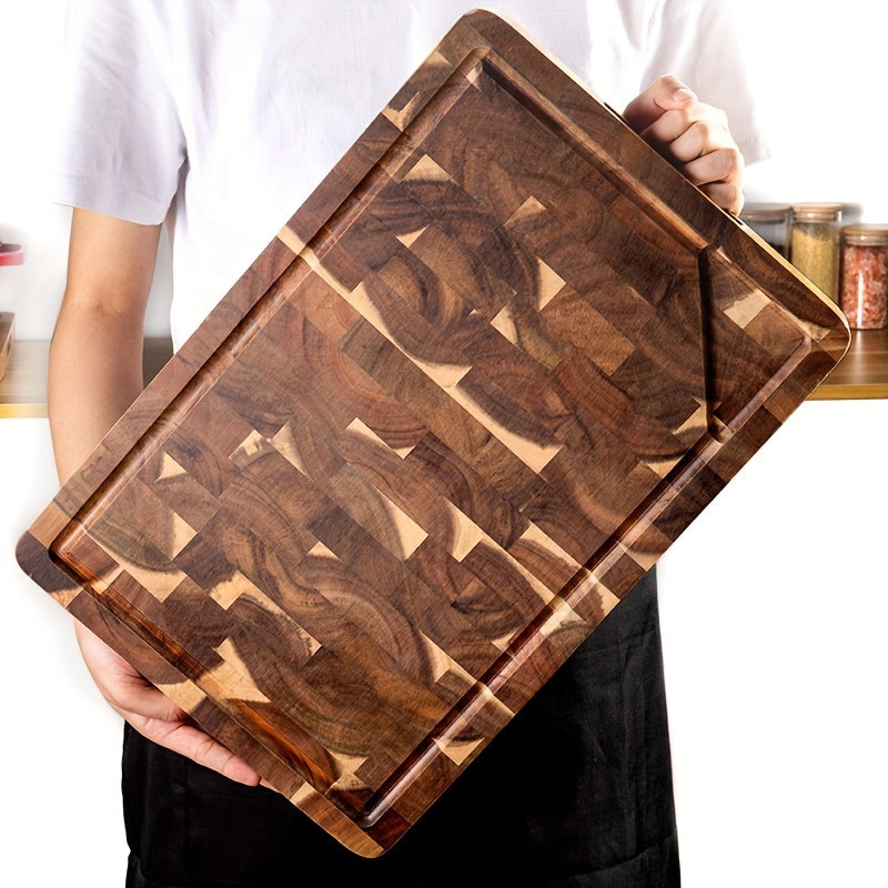 Tabla de cortar de madera de acacia | Bloque de cocina duradero de fibra transversal