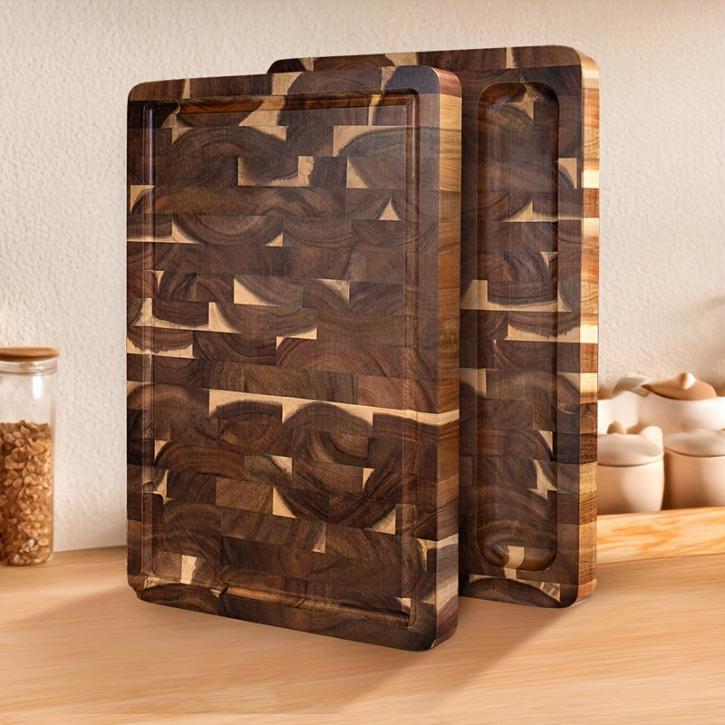 Tabla de cortar de madera de acacia | Bloque de cocina duradero de fibra transversal
