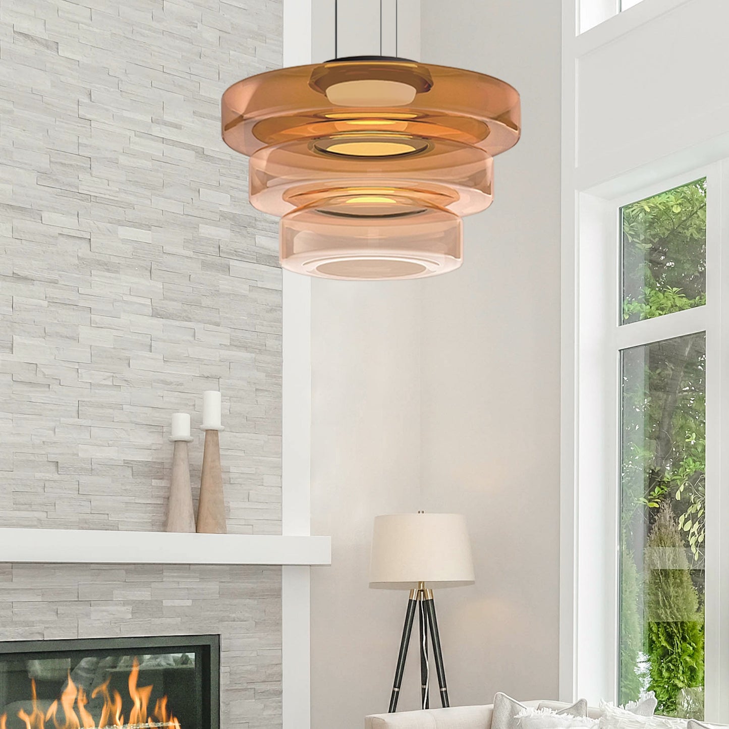 Lámpara colgante de vidrio | Luz colgante estilo Bauhaus