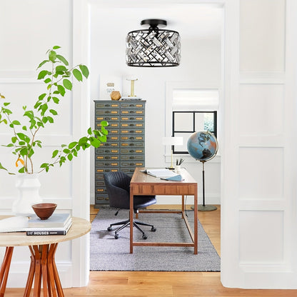 Lámpara de Techo Moderna de Cristal Semi Empotrada | Luminaria Decorativa Elegante