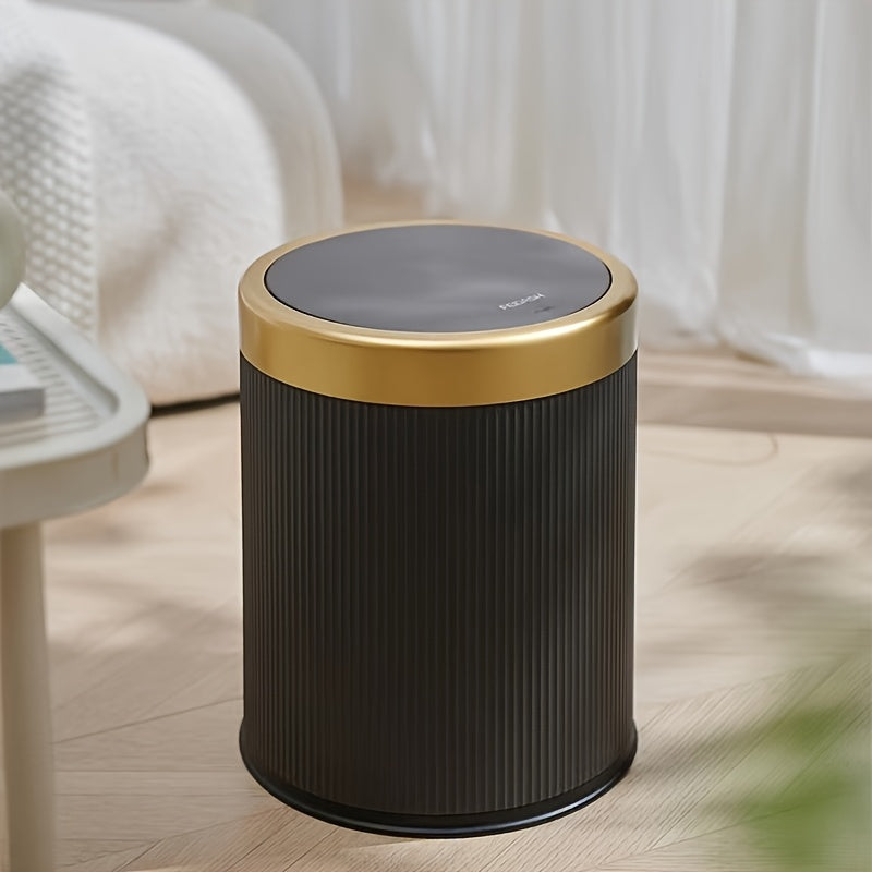 Cubo de basura ovalado de lujo | Contenedor de residuos con tapa de presión y doble cubo interior