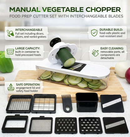 Set manual de cortador para preparar alimentos y picar verduras