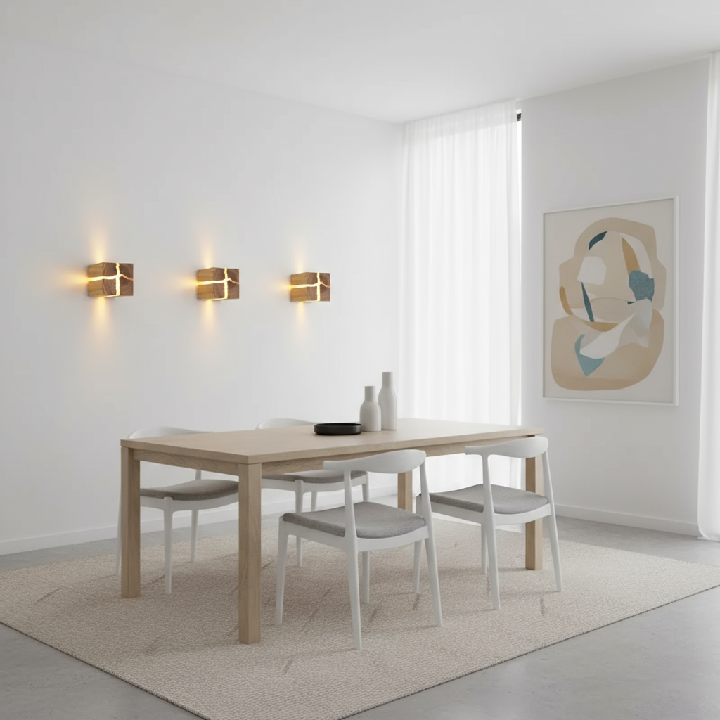 Luz de Pared WoodAura | Diseño de Resina y Madera Maciza Tallada a Mano
