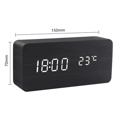 Reloj Despertador Inteligente con LED | Diseño Moderno de Madera Controlado por Voz