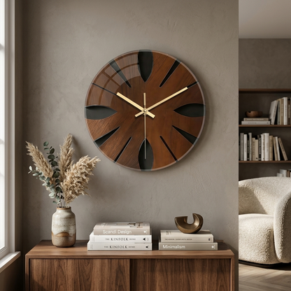 Reloj de Pared de Madera Artístico | Decoración para el Hogar Silenciosa y Elegante