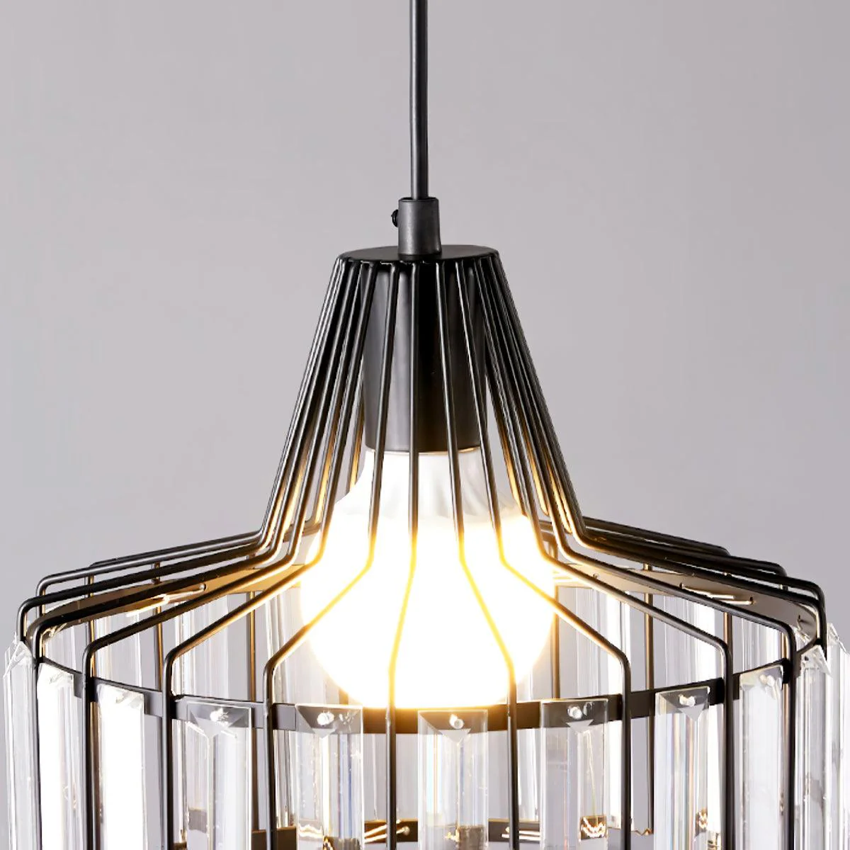 Lámpara Colgante Moderna de Cristal Negro | Elegante Luminaria Suspendida
