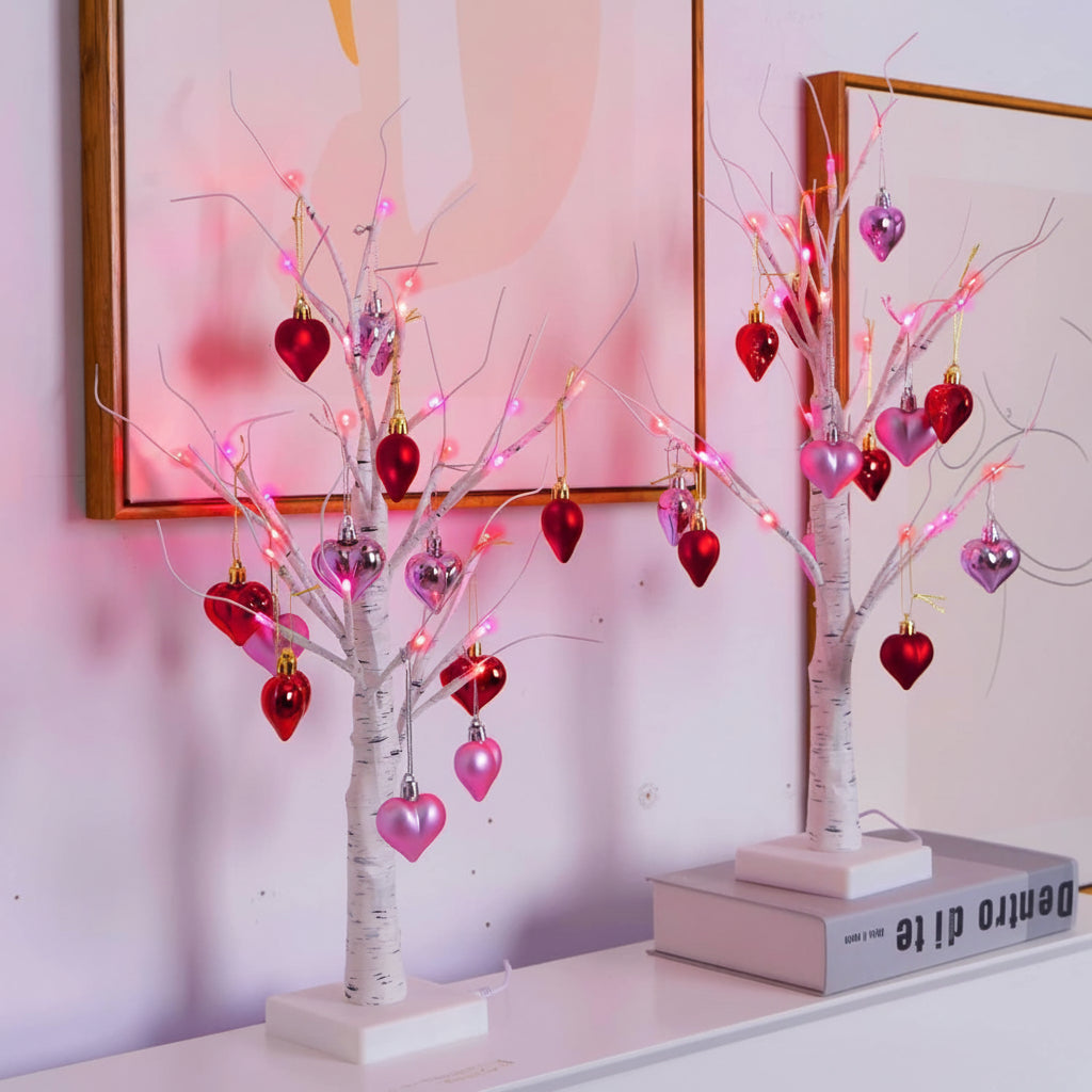 Lámpara de mesa LED Corazón de árbol de abedul Luz Decoración para el hogar de San Valentín