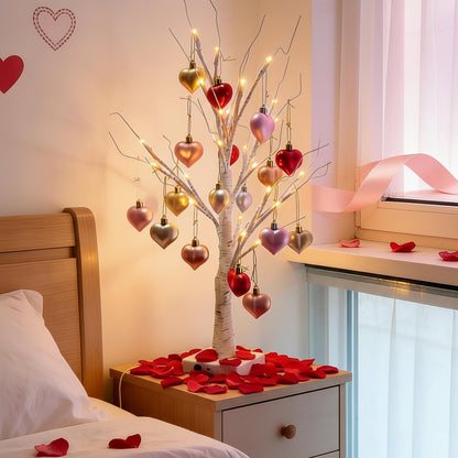 Lámpara de mesa LED Corazón de árbol de abedul Luz Decoración para el hogar de San Valentín