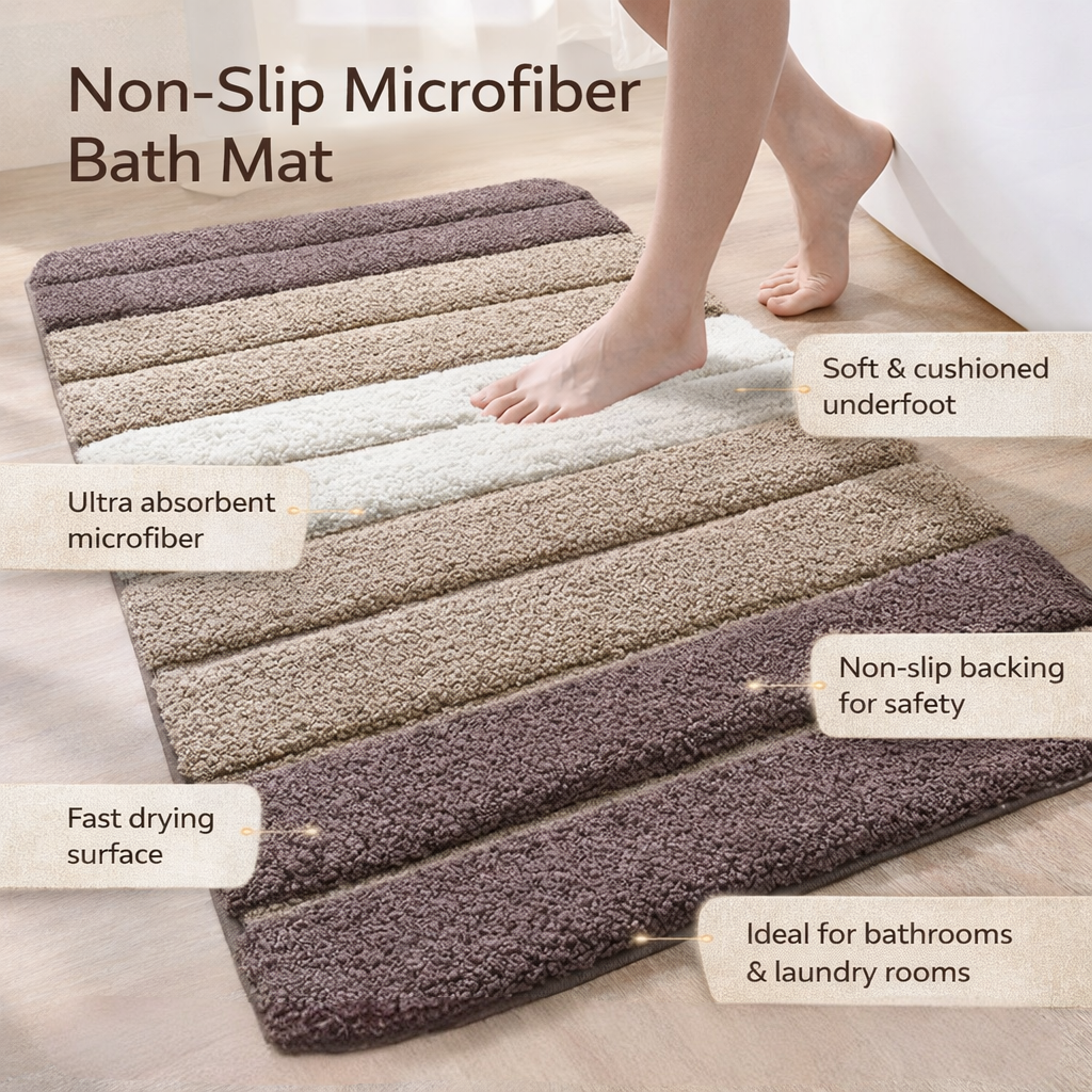 Alfombrilla de baño antideslizante de microfibra absorbente para suelo de baño