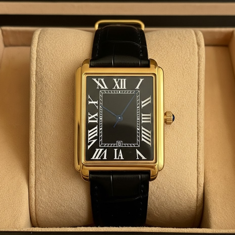 Reloj clásico de vestir para hombre, cuadrado, analógico, estilo retro