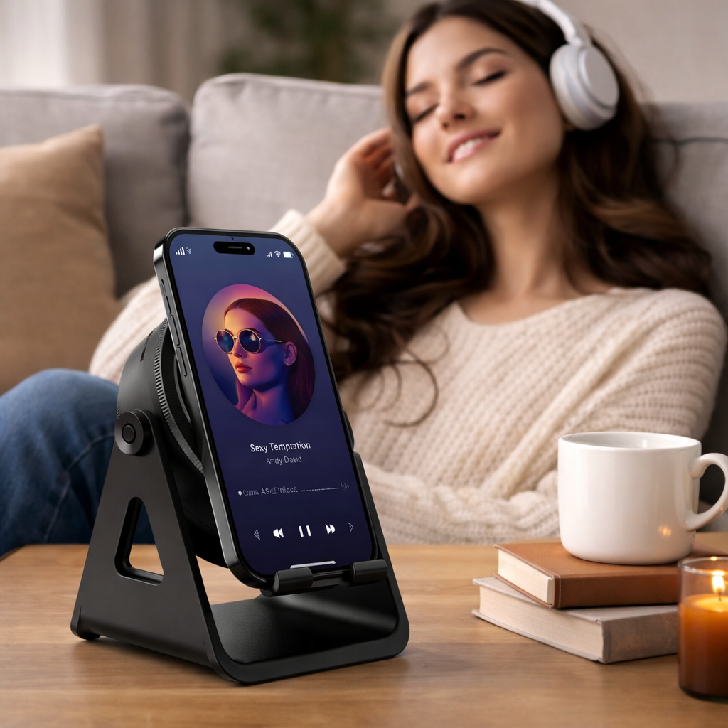 Altavoz Bluetooth Soporte para Teléfono con Carga Inalámbrica por Inducción
