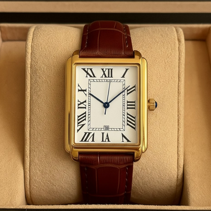 Reloj clásico de vestir para hombre, cuadrado, analógico, estilo retro