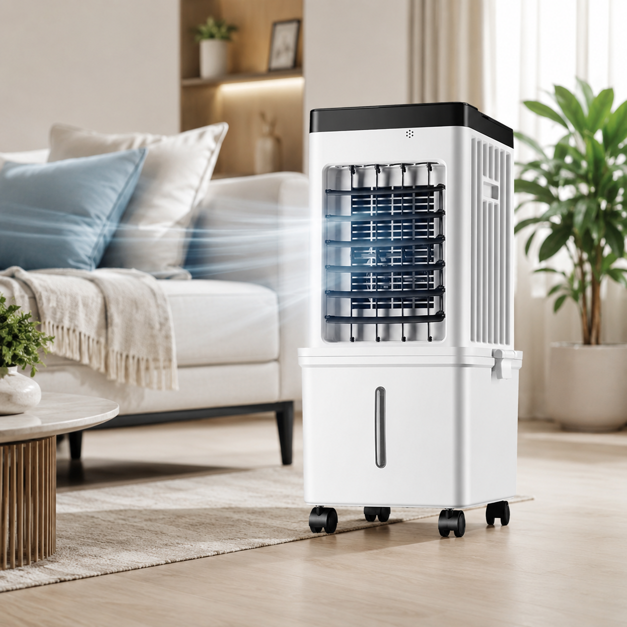 Ventilador enfriador evaporativo portátil con temporizador de 12 horas