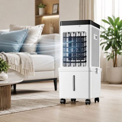 Ventilador enfriador evaporativo portátil con temporizador de 12 horas