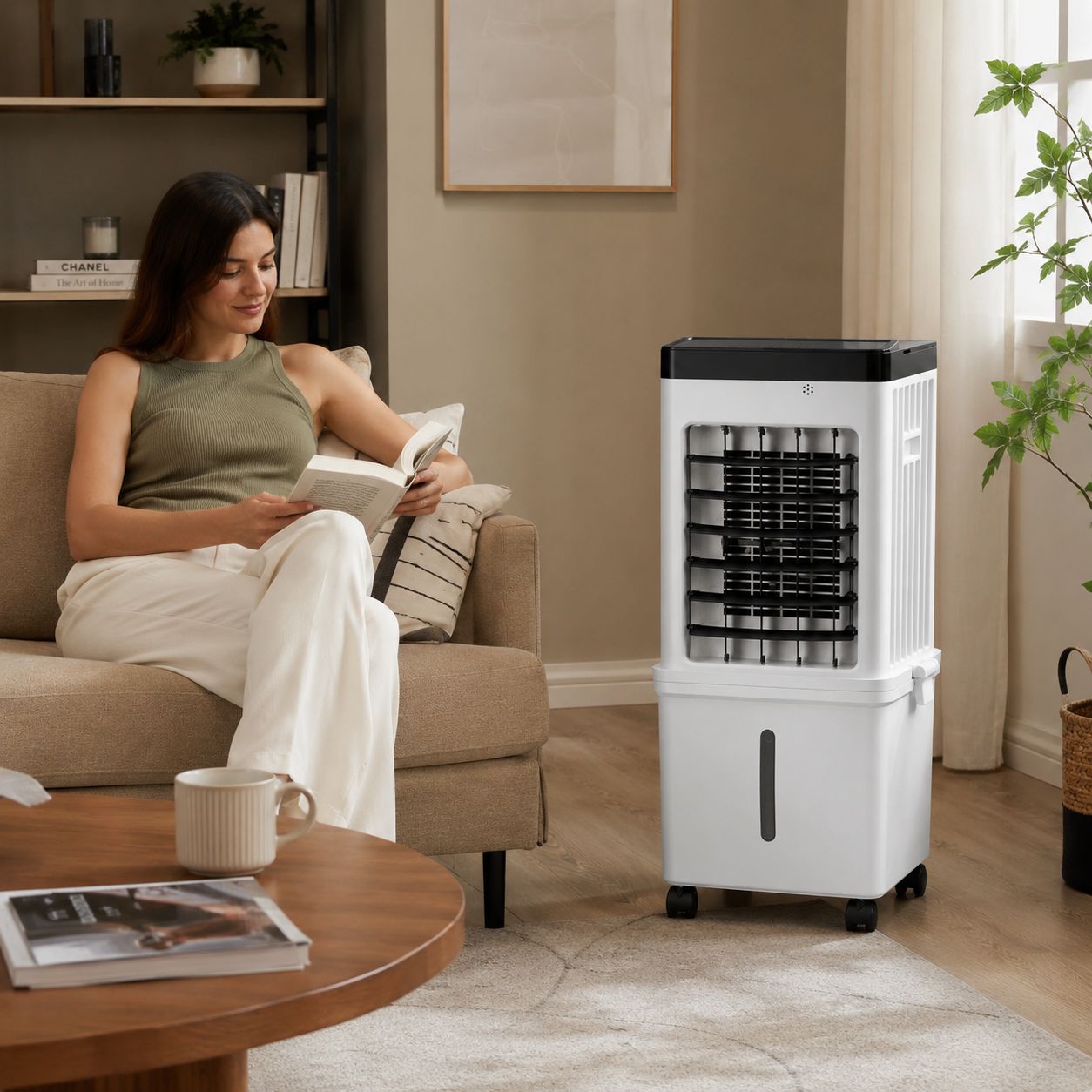 Ventilador enfriador evaporativo portátil con temporizador de 12 horas