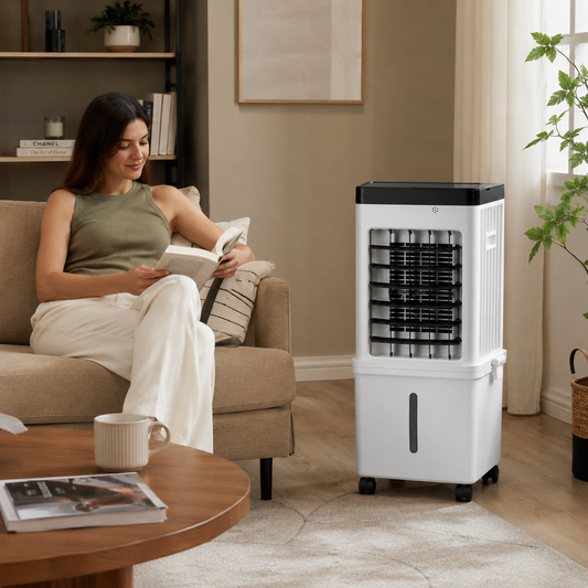 Ventilador enfriador evaporativo portátil con temporizador de 12 horas