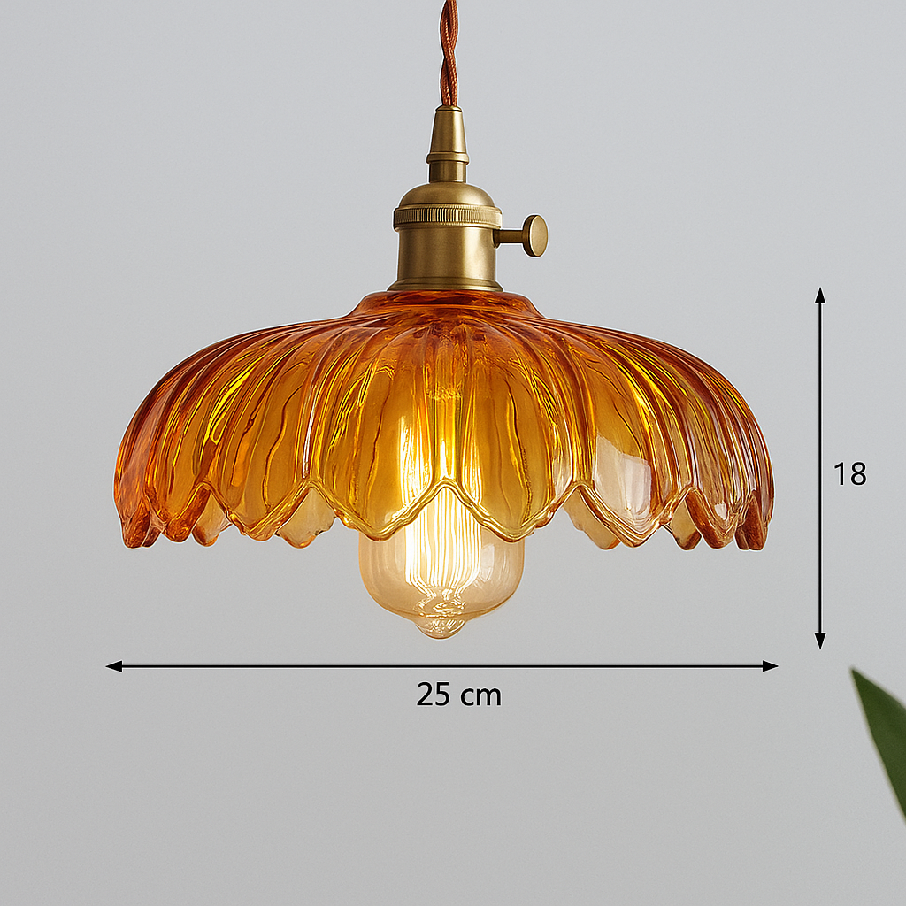 Lámpara Colgante Vintage con Flor | Luz Colgante de Vidrio de Colores