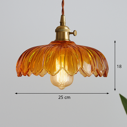 Lámpara Colgante Vintage con Flor | Luz Colgante de Vidrio de Colores