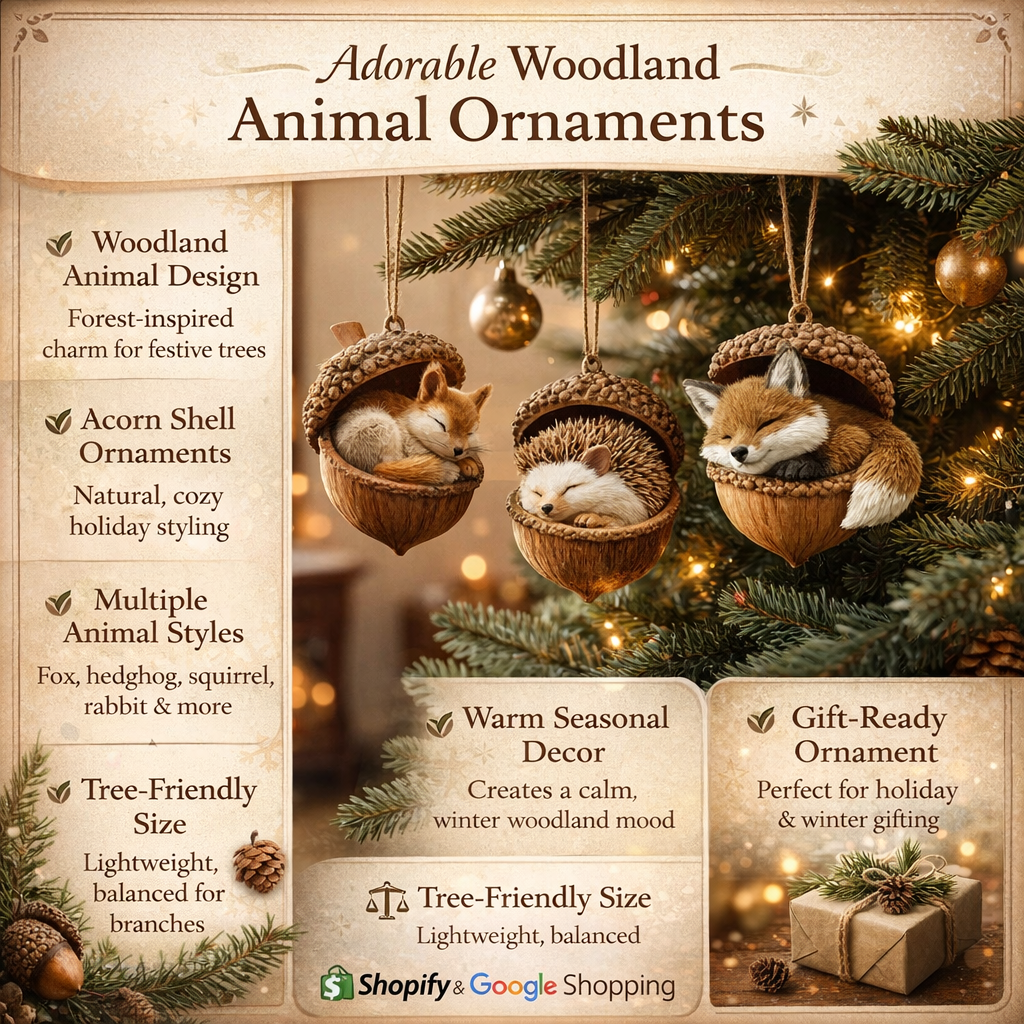 Adornos Navidad Animales Bosque Bellota Árbol