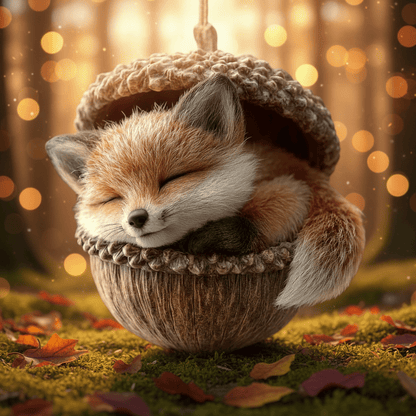 Adornos para árbol de Navidad hechos a mano con decoraciones de bellotas y animales del bosque
