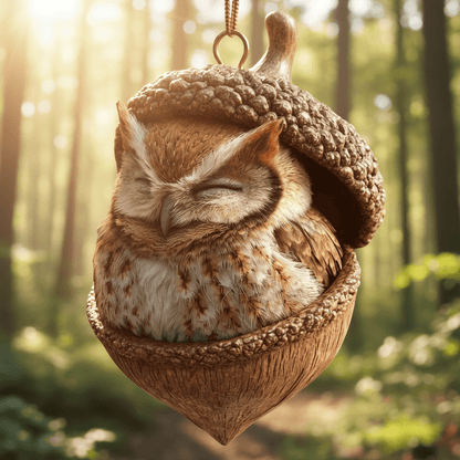 Adornos para árbol de Navidad hechos a mano con decoraciones de bellotas y animales del bosque