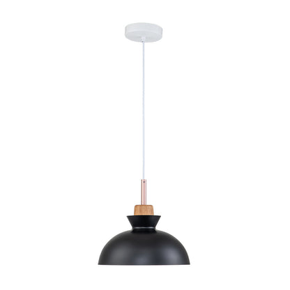 Lámpara colgante moderna de un solo foco con cúpula | Lámpara colgante de metal escandinava