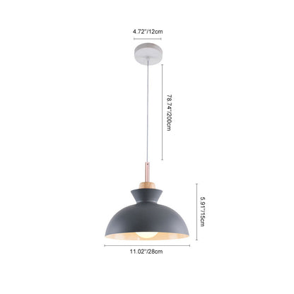 Lámpara colgante moderna de un solo foco con cúpula | Lámpara colgante de metal escandinava