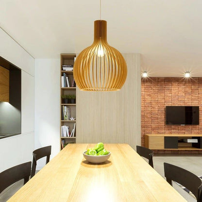 Lámpara colgante de madera artesanal | Diseño escandinavo natural