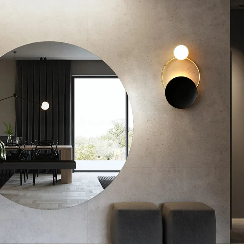 Lámpara de Pared de Vidrio de Diseño | Luz Metálica Moderna Redonda Esférica