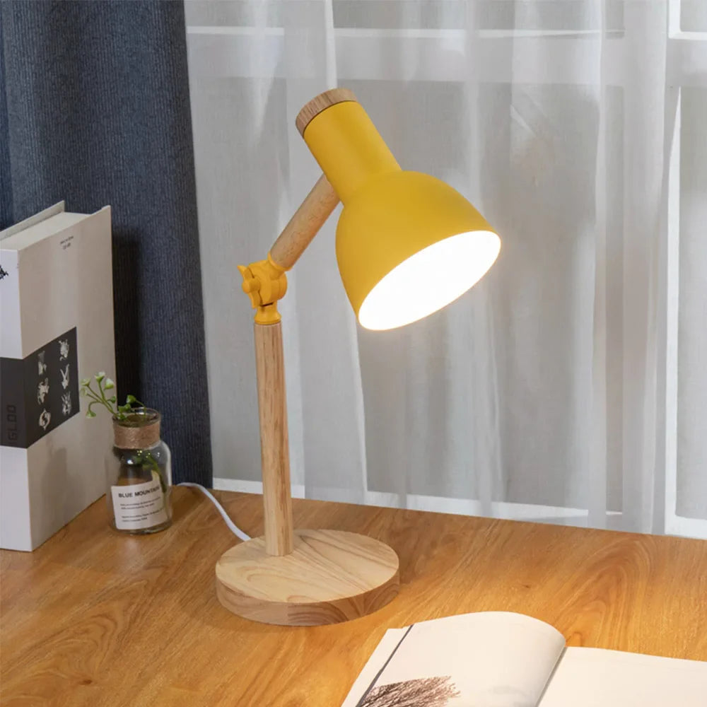 Lámpara de Escritorio de Madera Nórdica | Lámpara de Mesa Moderna Ajustable