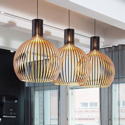 Lámpara colgante de madera artesanal | Diseño escandinavo natural