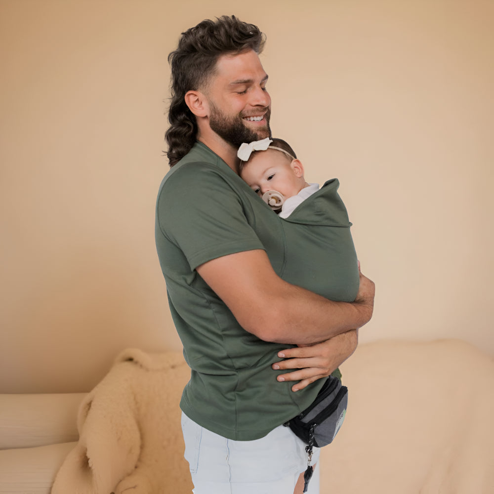 Camiseta portabebés tipo fular para llevar sin usar las manos