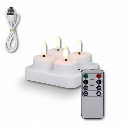 Juego de Velas LED Sin Llama con Mando a Distancia Temporizador Recargables por USB