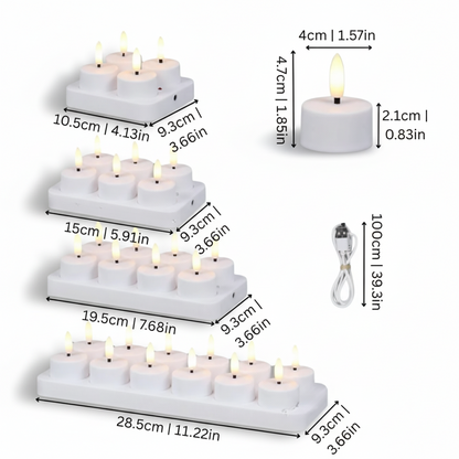 Juego de Velas LED Sin Llama con Mando a Distancia Temporizador Recargables por USB