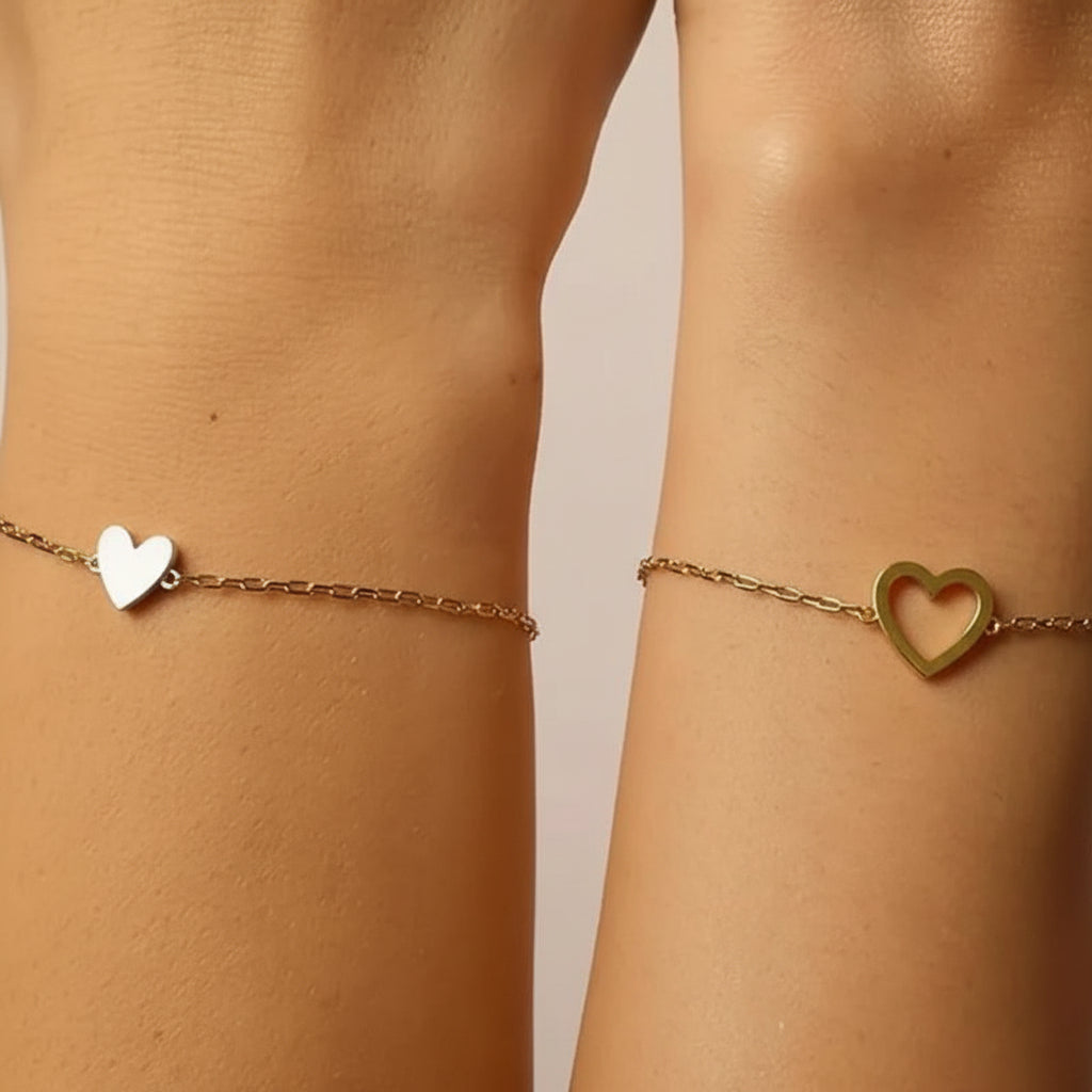 Pulsera Ajustable Cadena de Corazón Juego de Joyería para Parejas
