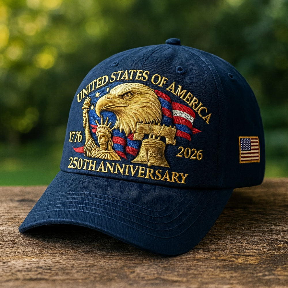 Gorra de béisbol para hombre Águila patriótica Sombrero de veteranos del 250º aniversario
