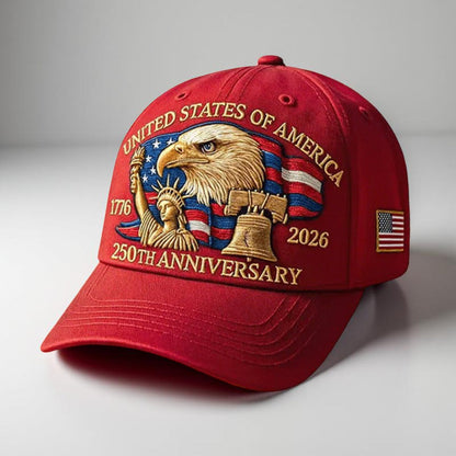 Gorra de béisbol para hombre Águila patriótica Sombrero de veteranos del 250º aniversario